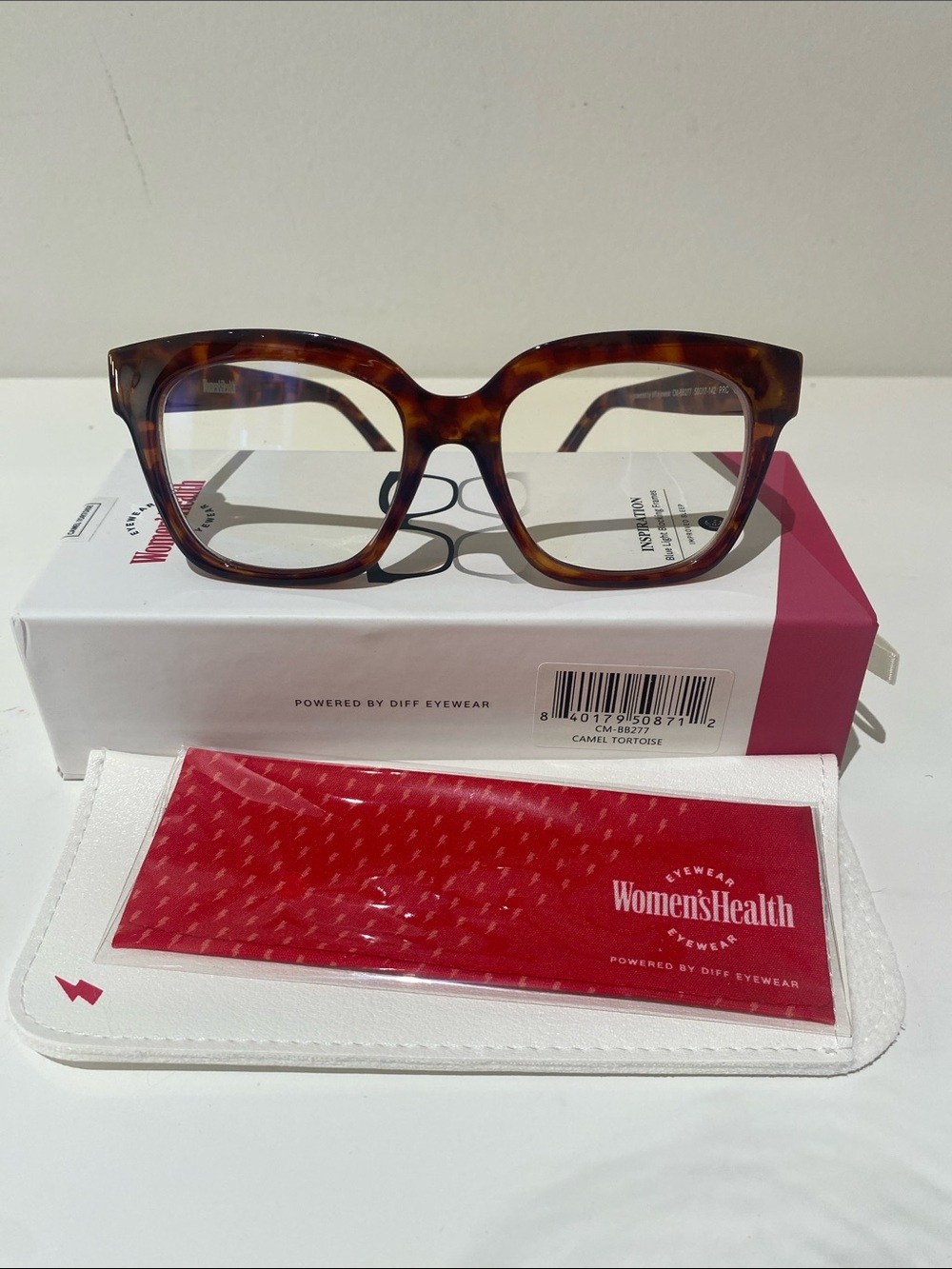 NIB Women’s Health Powered By Diff Eyewear Blue Light Glasses Camel Tortoise